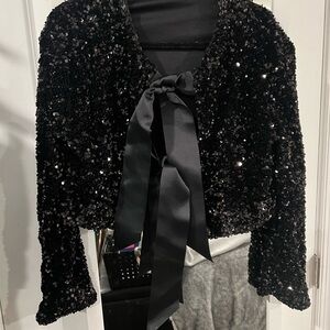 Black Sequin Cropped Jacket